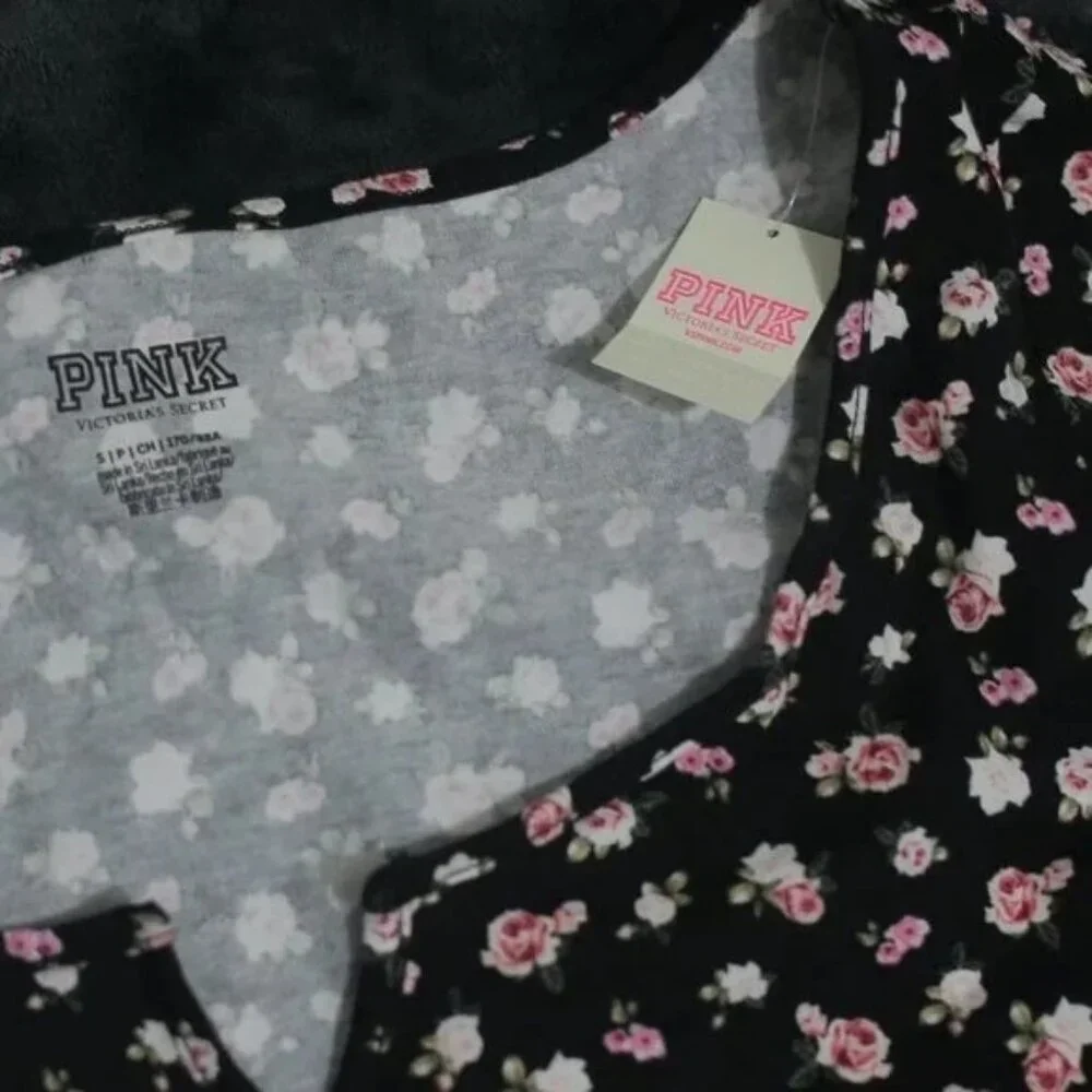 PINK Victoria's Secret Black Floral Bodysuit